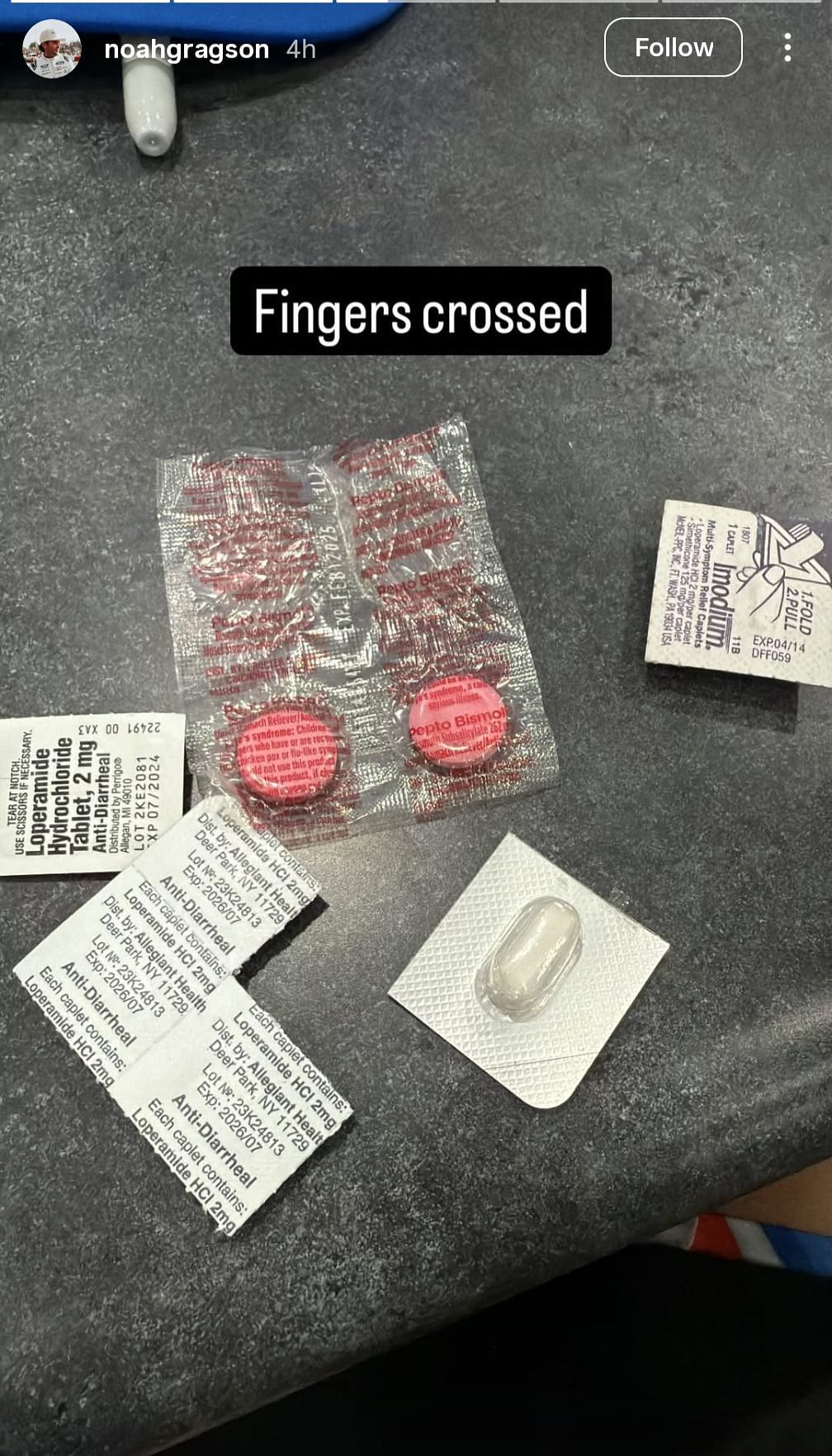 Noah Gragson's IG story